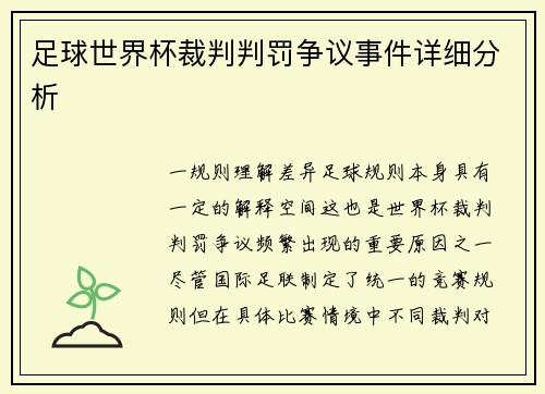 足球世界杯裁判判罚争议事件详细分析